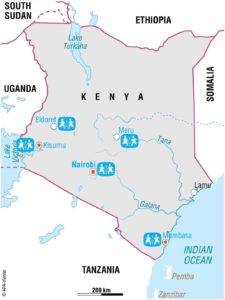 Carte Localisation des villages SOS au Kenya