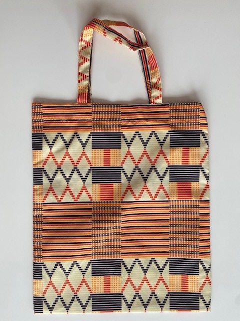 Tote bag jaune, orange et brun